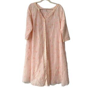 Vintage 60s Julius Garfinckel Co Floral Nightgown Size L Fairy Coquette Feminine